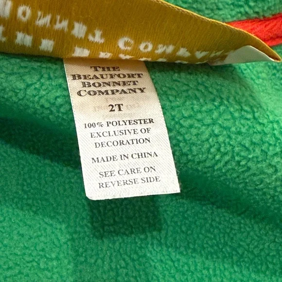 🎉 EUC! 🎉 TBBC 2T Kelly Green Fleece Vest with Navy & Red Accents - Picture 3 of 4